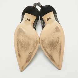 Pre Owned Paul Andrew Black Lace and Suede Sidai Pumps Size 38