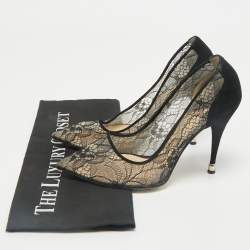 Pre Owned Paul Andrew Black Lace and Suede Sidai Pumps Size 38