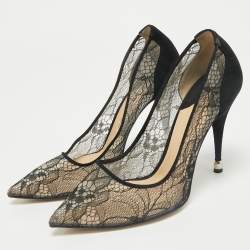 Pre Owned Paul Andrew Black Lace and Suede Sidai Pumps Size 38