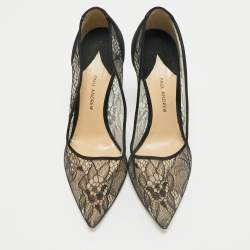 Pre Owned Paul Andrew Black Lace and Suede Sidai Pumps Size 38