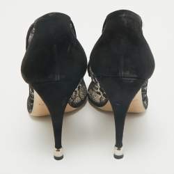 Pre Owned Paul Andrew Black Lace and Suede Sidai Pumps Size 38