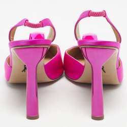 Pre Owned Paul Andrew Pink Satin Crystal Cube Embellished Rhea Slingback Pumps Size 41