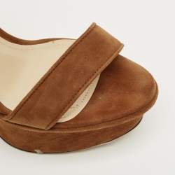 Pre Owned Paul Andrew Brown Suede Stanton Ankle Strap Sandals Size 36.5