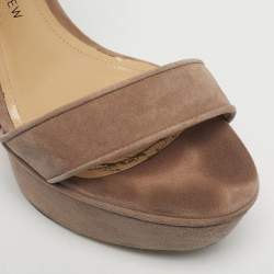 Pre Owned Paul Andrew Beige Suede Stanton Ankle Strap Sandals Size 37