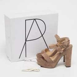 Pre Owned Paul Andrew Beige Suede Stanton Ankle Strap Sandals Size 37
