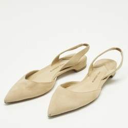 Pre Owned Paul Andrew Beige Suede Rhea Slingback Ballet Flats Size 36