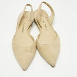 Pre Owned Paul Andrew Beige Suede Rhea Slingback Ballet Flats Size 36