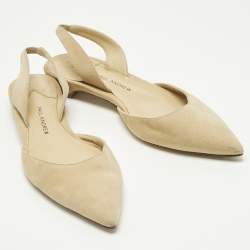Pre Owned Paul Andrew Beige Suede Rhea Slingback Ballet Flats Size 36