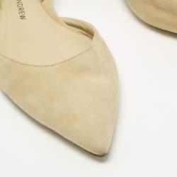 Pre Owned Paul Andrew Beige Suede Rhea Slingback Ballet Flats Size 36
