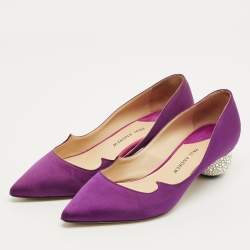 Pre Owned Paul Andrew Purple Satin Crystal Embellished Ankara Pumps Size 36