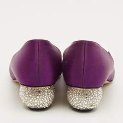 Pre Owned Paul Andrew Purple Satin Crystal Embellished Ankara Pumps Size 36