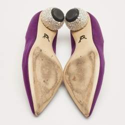 Pre Owned Paul Andrew Purple Satin Crystal Embellished Ankara Pumps Size 36