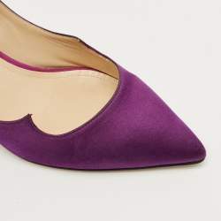 Pre Owned Paul Andrew Purple Satin Crystal Embellished Ankara Pumps Size 36