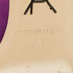 Pre Owned Paul Andrew Purple Satin Crystal Embellished Ankara Pumps Size 36