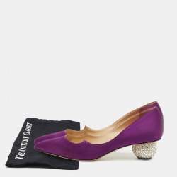 Pre Owned Paul Andrew Purple Satin Crystal Embellished Ankara Pumps Size 36