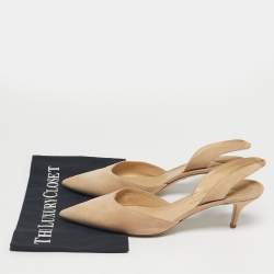 Pre Owned Paul Andrew Beige Suede Rhea Slingback Pumps Size 41.5
