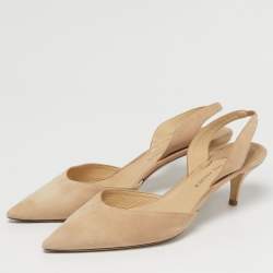 Pre Owned Paul Andrew Beige Suede Rhea Slingback Pumps Size 41.5