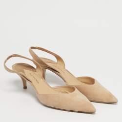 Pre Owned Paul Andrew Beige Suede Rhea Slingback Pumps Size 41.5