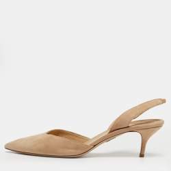 Pre Owned Paul Andrew Beige Suede Rhea Slingback Pumps Size 41.5