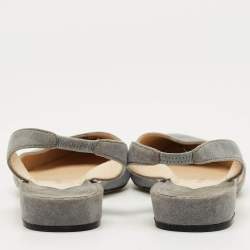 Pre Owned Paul Andrew Grey Suede Rhea Slingback Ballet Flats Size 35