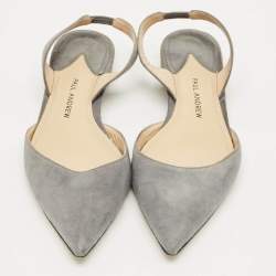 Pre Owned Paul Andrew Grey Suede Rhea Slingback Ballet Flats Size 35