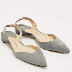 Pre Owned Paul Andrew Grey Suede Rhea Slingback Ballet Flats Size 35
