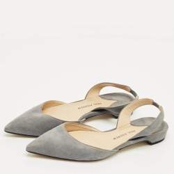 Pre Owned Paul Andrew Grey Suede Rhea Slingback Ballet Flats Size 35