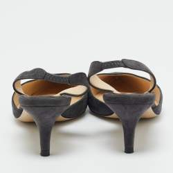 مملوكة مسبقًا Paul Andrew Dark Grey Suede Rhea Slingback Pumps Size 35