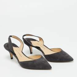 مملوكة مسبقًا Paul Andrew Dark Grey Suede Rhea Slingback Pumps Size 35