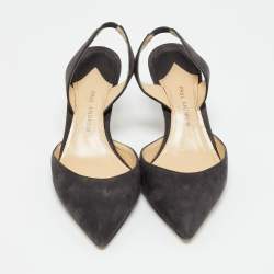 مملوكة مسبقًا Paul Andrew Dark Grey Suede Rhea Slingback Pumps Size 35