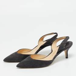 مملوكة مسبقًا Paul Andrew Dark Grey Suede Rhea Slingback Pumps Size 35