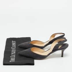 مملوكة مسبقًا Paul Andrew Dark Grey Suede Rhea Slingback Pumps Size 35