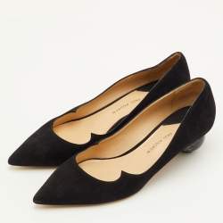 Pre Owned حذاء كعب عالي بول أندرو سويدي أسود برأس مدبب مقاس 39.5