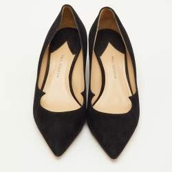 Pre Owned حذاء كعب عالي بول أندرو سويدي أسود برأس مدبب مقاس 39.5