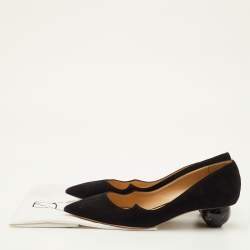 Pre Owned حذاء كعب عالي بول أندرو سويدي أسود برأس مدبب مقاس 39.5