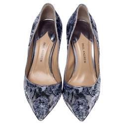 Paul Andrew Metallic Two Tone Brocade Fabric Pointed Toe Pumps Size 37