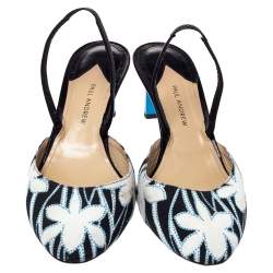 Paul Andrew Multicolor Floral Canvas and Leather Celestine Slingback Sandals Size 40