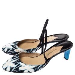 Paul Andrew Multicolor Floral Canvas and Leather Celestine Slingback Sandals Size 40