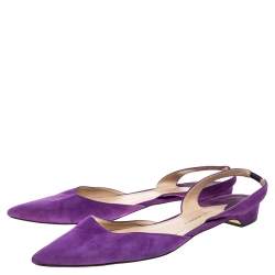 Paul Andrew Purple Suede Rhea Slingback Flat Sandals Size 41