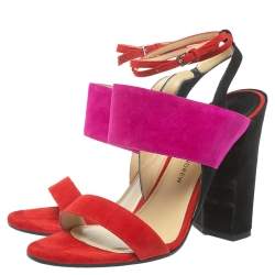 Paul Andrew Tricolor Suede Xiamen Ankle Strap Sandals Size 37