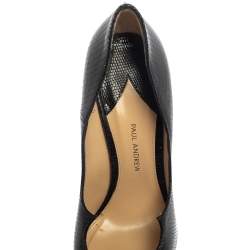 Paul Andrew Black Lizard Embossed  Leather Pumps Size 39