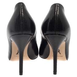 Paul Andrew Black Lizard Embossed  Leather Pumps Size 39