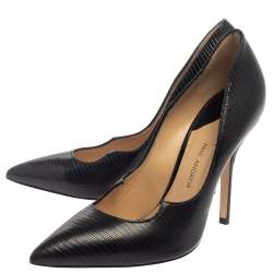 Paul Andrew Black Lizard Embossed  Leather Pumps Size 39