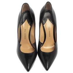 Paul Andrew Black Lizard Embossed  Leather Pumps Size 39