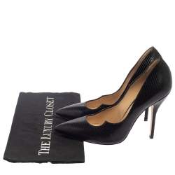 Paul Andrew Black Lizard Embossed  Leather Pumps Size 39