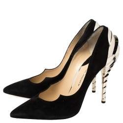 Paul Andrew Black Suede Chrysler Zenadia Pumps Size 38.5