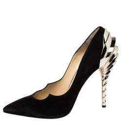 Paul Andrew Black Suede Chrysler Zenadia Pumps Size 38.5