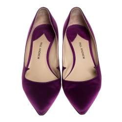 Paul Andrew Purple Satin Ankara Crystal Embellished Block Heel Pumps Size 37