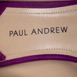 Paul Andrew Purple Satin Ankara Crystal Embellished Block Heel Pumps Size 37