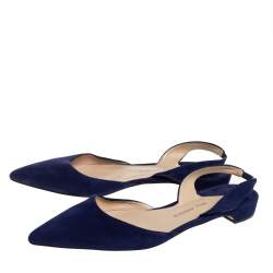 Paul Andrew Navy Blue Suede Rhea Flat  Sandals Size 38